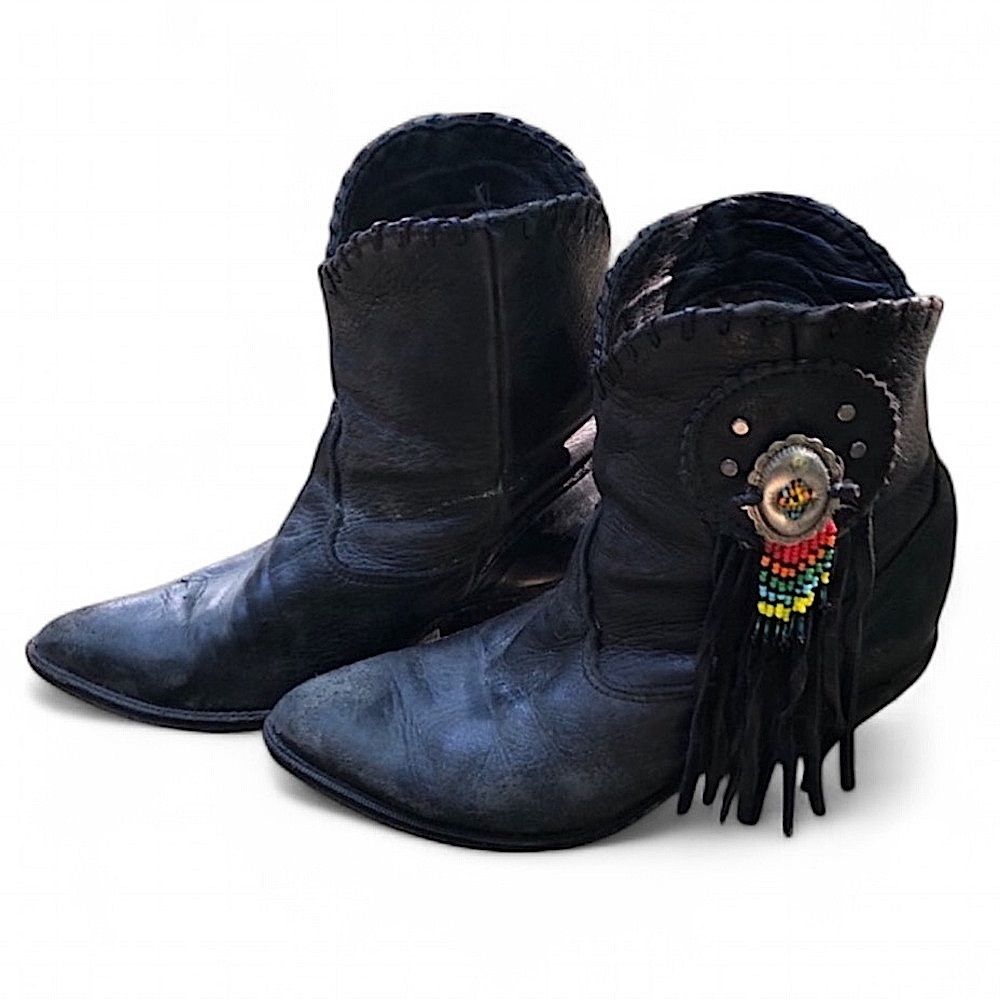 Vintage Zodiac Black Leather Boots - Picture 2 of 11